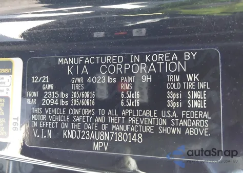 2022 Kia Soul S z USA, uszkodzony, nr VIN KNDJ23AU8N7180148